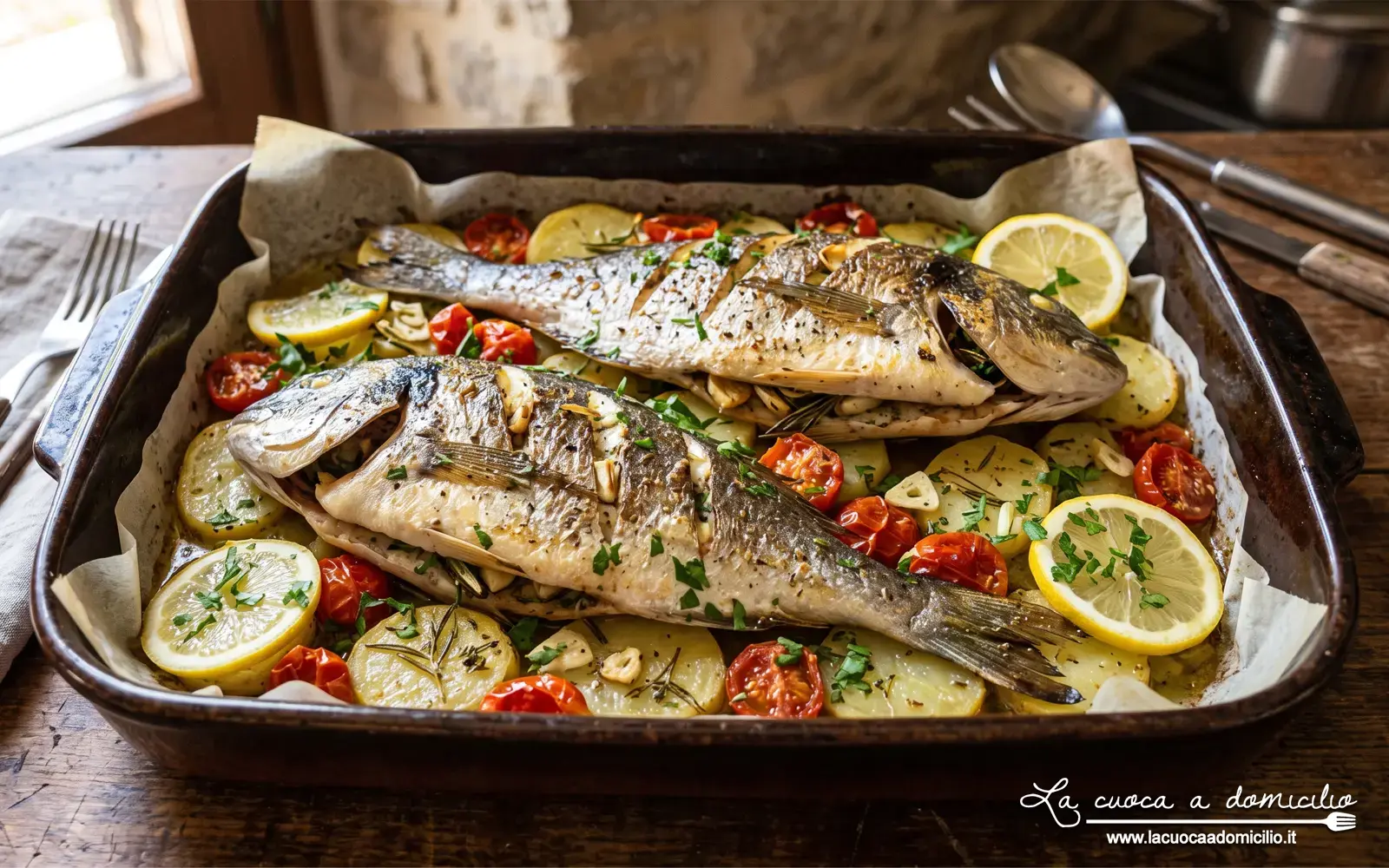 L'Estate nel Piatto: Orata al Forno con Patate e Pomodorini, il Gusto Autentico di Puglia.