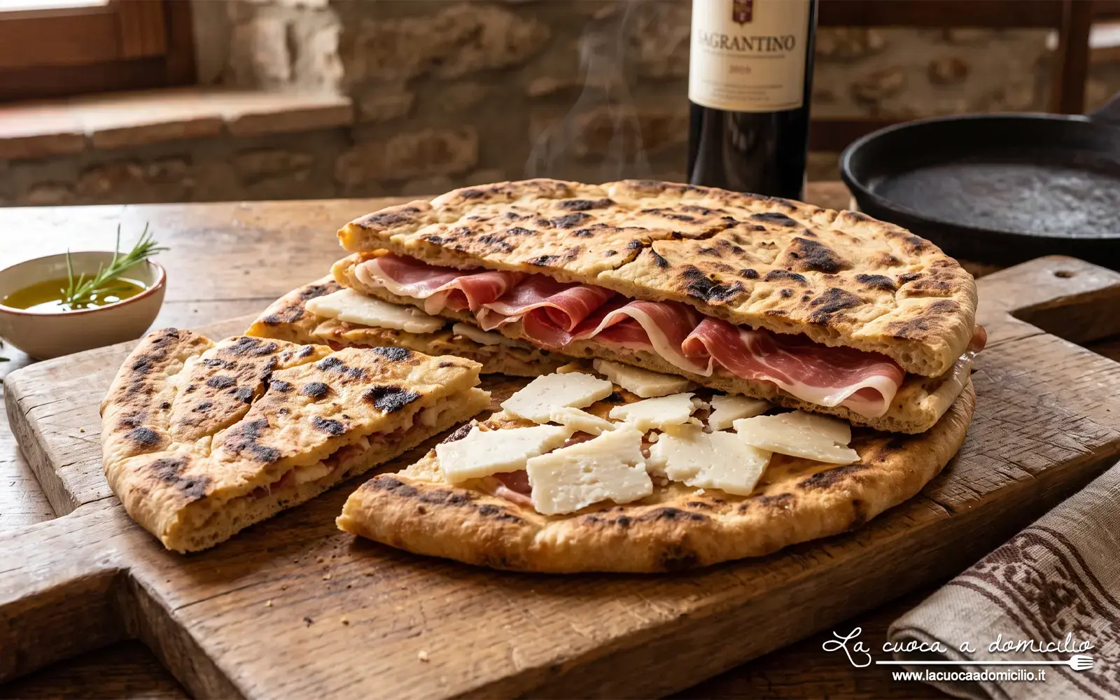 Torta al Testo con Prosciutto e Pecorino (Umbria)