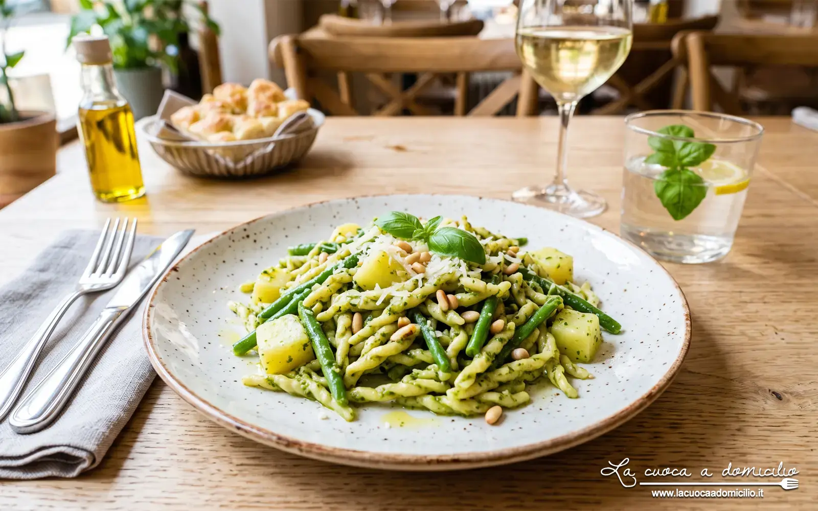 Trofie al pesto con patate e fagiolini (Liguria)