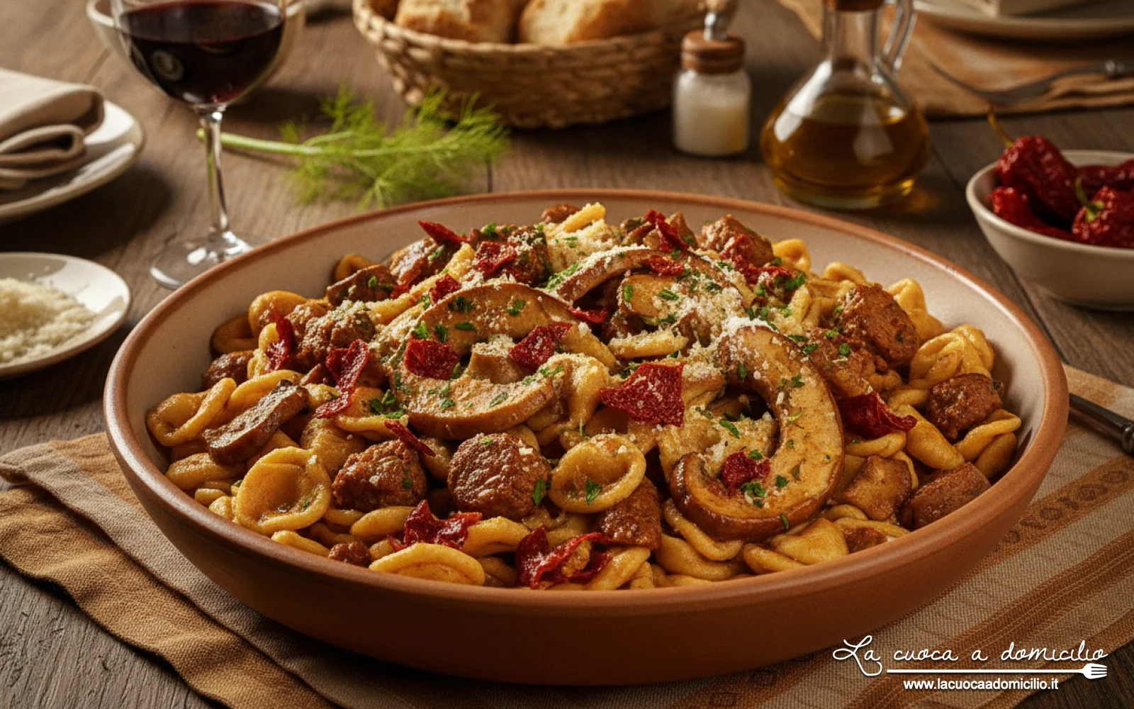 Strascinati con funghi cardoncelli e salsiccia: il sapore rustico dell'autunno lucano
