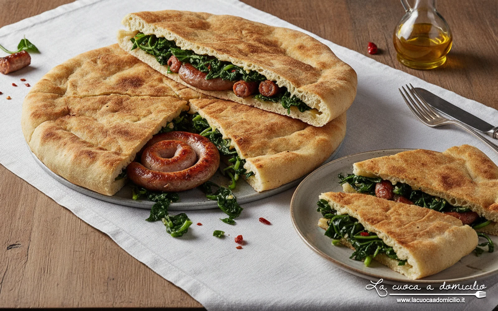 Torta al testo con salsiccia e cicoria (Umbria)