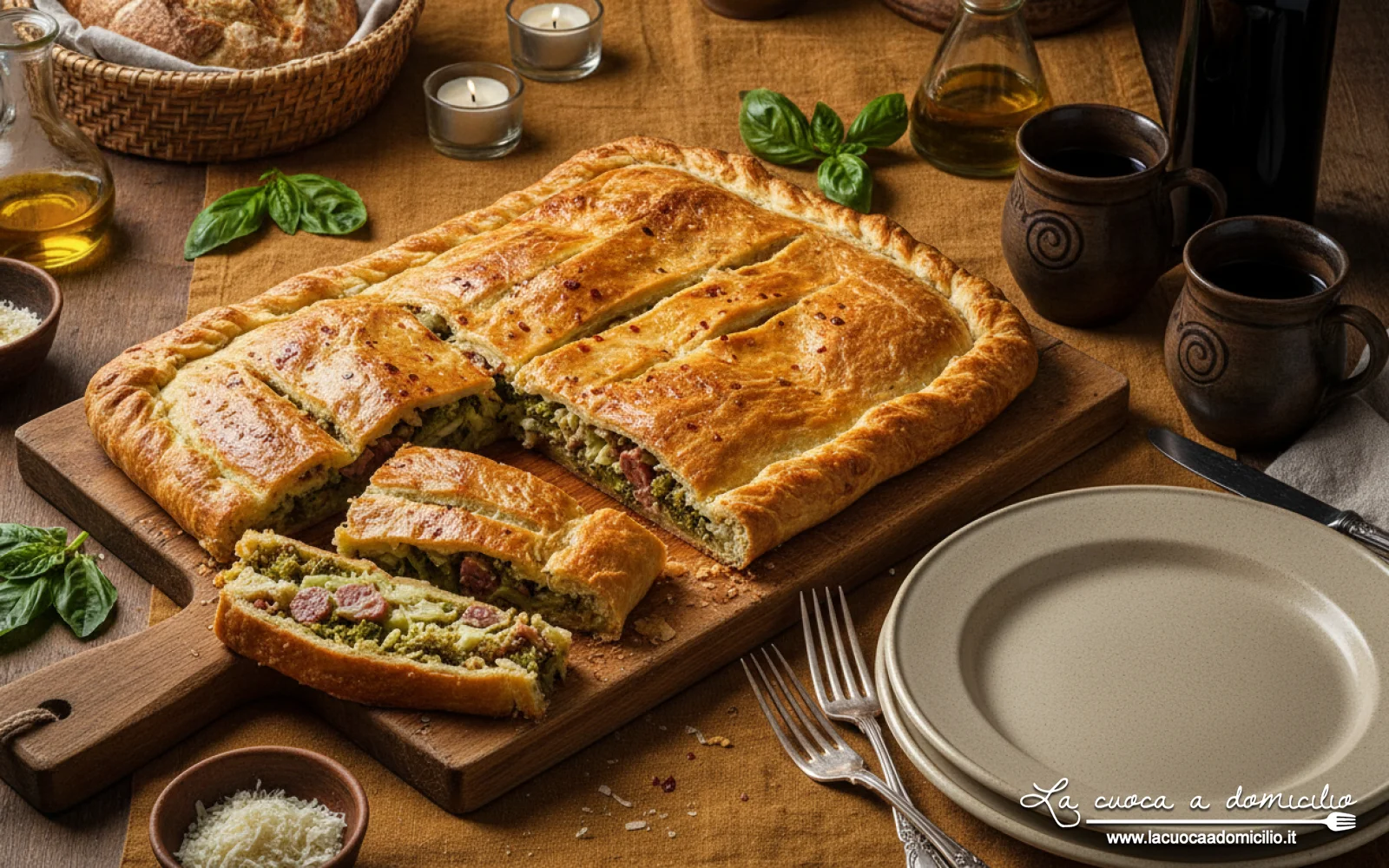 Scaccia Ragusana con Broccoli e Salsiccia: Il Rustico Siciliano d'Autunno